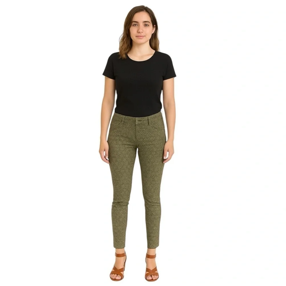 Cabi Abstract Floral Print Jeans Green Size 0